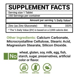 Peter Gillham's Life Essentials Zinc 50 Mg, 250 Tabletas