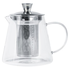 Cristel Oolong Collection Borosilicate Glass Teapot, 41 Ounces, With Stainless Steel Lid and Infuser