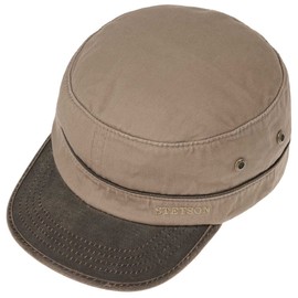 Stetson Katonah Cotton Army Cap Women/Men - Military Metal Buckle, with Peak Summer-Winter Summer - XL (60-61 cm) Light Brown