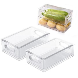 Fridge Organiser Set - 6-Piece Fridge Organiser Set in 3 Sizes, Stackable Storage Boxes Made of BPA-Free Plastic for Kitchen, Pantry, Freezer, Drawer & Office