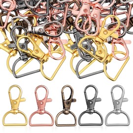 DIYEAH 40pcs Lobster Keychain Clip D Rings Metal Swivel Hooks Clips DIY Keychain Clips Swivel Lobster Key Rings Keychain Accessories for Purse Hardware