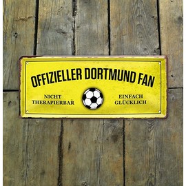 Blechschilder German writing, Hier wohnt ein Dortmund Fan / Offizieller Dortmund Fan / Ich Bin Dortmund Fan, Decorative Metal Sign, Gift for Birthday or Christmas