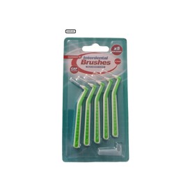 Angle Interdental Brushes (0.5mm - Size 2) / Easy and Simple Interspace Cleaning with Long Handle and Angled Neck / 1 x 6 Brushes