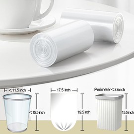 Small Trash Bags 4 Gallon 110 Count, Clear Waste Basket Trash Bags for Bathroom, Kitchen, Bedroom, 5 Gallon Garbage Bags Unscented Can 15 Liters