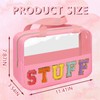 Iqimott Chenille Letter Patch Stuff Bag, Preppy Clear Makeup Cosmetic