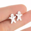 Christmas Gingerbread Man Small Stud Earrings Minimalist Stainless Steel Funny