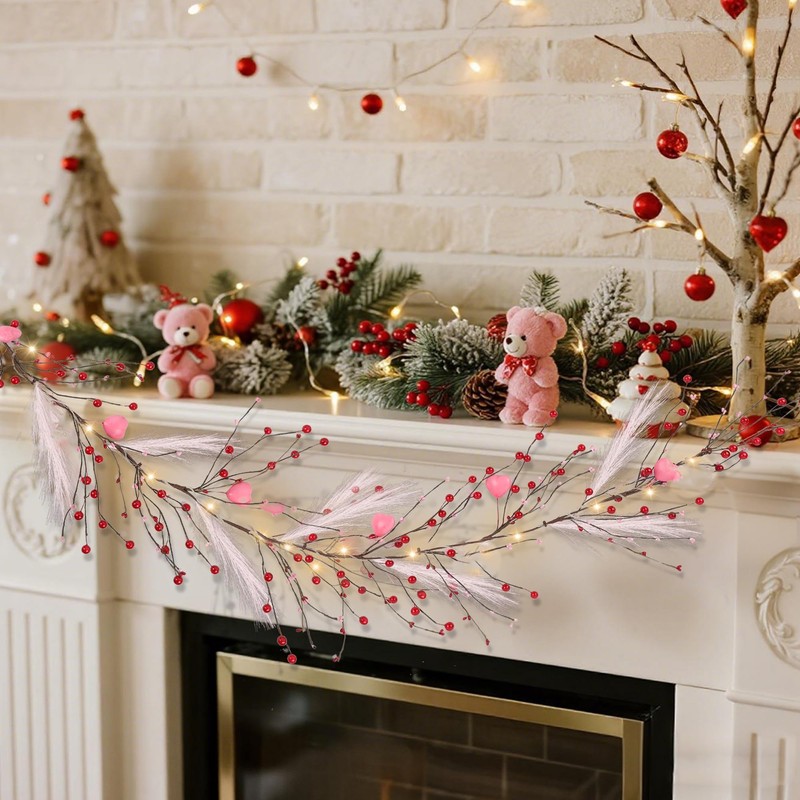 DR.DUDU Valentines Garland, 6 FT Lighted Garlands for Mantle with