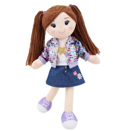 June Garden Snuggle Cutie Sophie Glam - Muñeca de peluche suave de 18 pulgadas, regalo para niñas - Muñeca Ragd abrazable - Traje de moda L