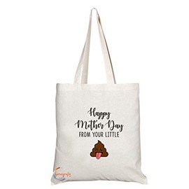 TB733 Happy Mother Day From Your Little Poo Novelty Present Gift Printed Eco-Friendly Stylish Long Handled Tote Shoulder Bag