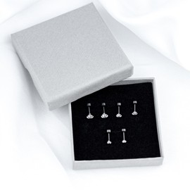 Mochity 3 Pairs of Earrings Gold Sliver Black, Zirconia Stud Earrings, Hypoallergenic Earrings Set for Men and Women, Cartilage Stud Earrings, 316L Stainless Steel Stud Earrings, 3/4/5 mm, Stainless