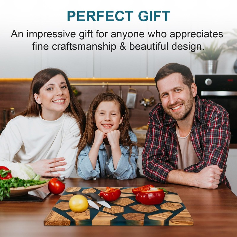 Cookaholic Olive Wood Resin Cutting Board, Wood and Resin Butcher