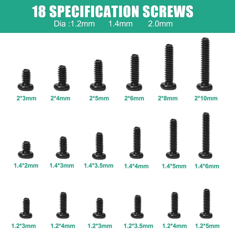 Pack of 500 Micro Screws, Electronic Screws, Laptop Repair Screws,