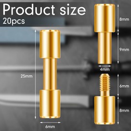20 Sets Brass Bracket Bolt Fasteners Tool Head Diameter 6 mm Tactical Lock Rivets EDC Knife Handle Pins Hardware Screws Knife Making Supplies Blind Rivets(Gold)