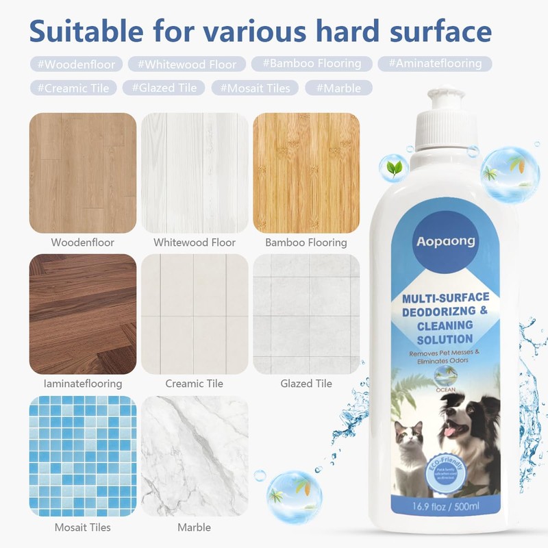 Aopaong Multi-Surface Floor Cleaning Solution Ocean Scent, Household Floor Cleaner