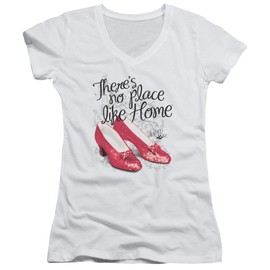 Wizard of Oz Ruby Slippers Juniors' Sheer Fitted V-Neck T Shirt, 2X-Large