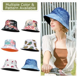 Keho Bucket Hats Women - Reversible Cotton Summer Beach Sun Hats Foldable Fisherman Hat for Travel Beach Hiking UK DarkBlue