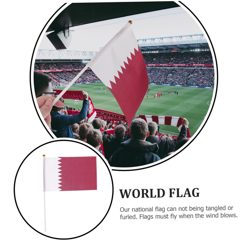 KONTONTY 20pcs Qatar 32 Flag Small Flags on Stick National