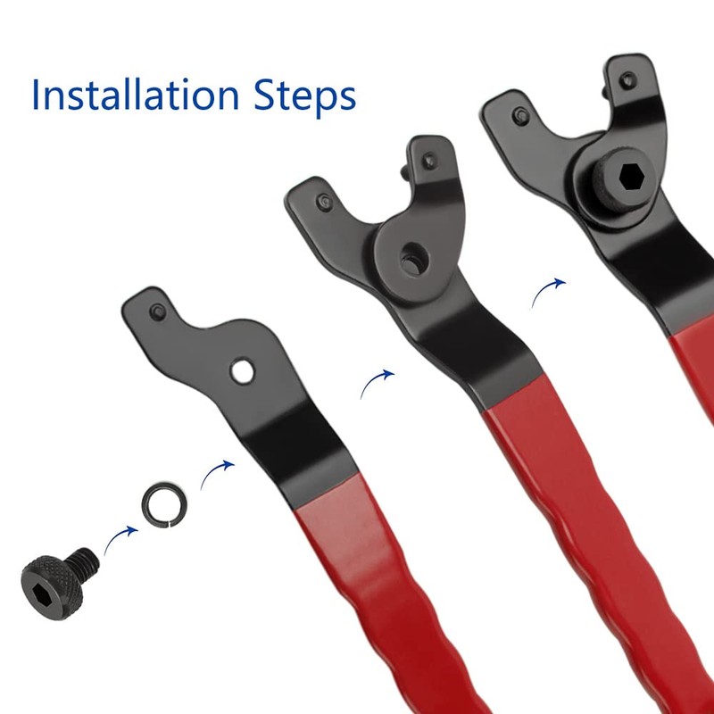VooGenzek Angle Grinder Spanner, 10-52mm Adjustable, Red Black
