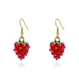 Strawberry Dangle Earrings for Women Cute Red Strawberry Drop Earrings Strawberry Earrings Funny Small Strawberry Earrings (Dangle Red Strawberry small)