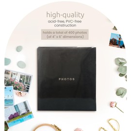 kieragrace KG Jocelyn Photo Album – Black, Holds 400 4" x 6" Photos
