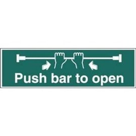 Stalwart L856 Vinyl "Push Bar to Open" Sign, 150mm X 450mm