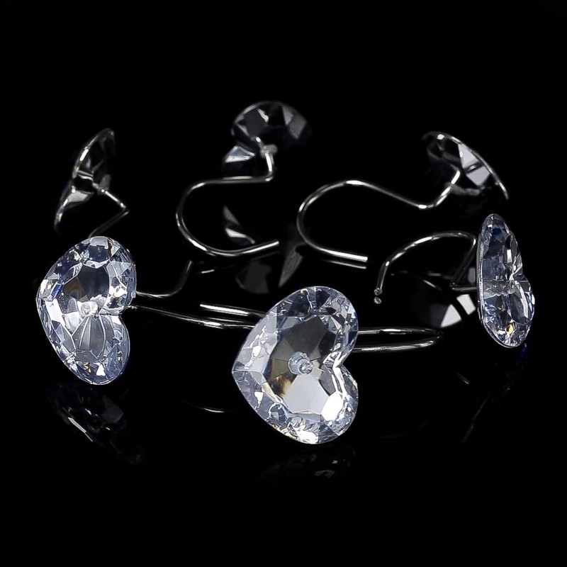Gracelife Set of 12 Heart Shape Clear Crystal Shower Curtain