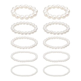 VARKAGE 10 Stück Perlen Armband, Stretch Strang Perlenarmband Damen, Stapelbar Armbänder Damen Perlen für Lady Party Schmuck