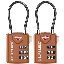 SURE LOCK Unisexadult (Luggage Only) TSA Compatible Travel Luggage Locks, Inspection Indicator, Easy Read Dials TSA Approved with Zinc Alloy Tsa21105Vbrown2