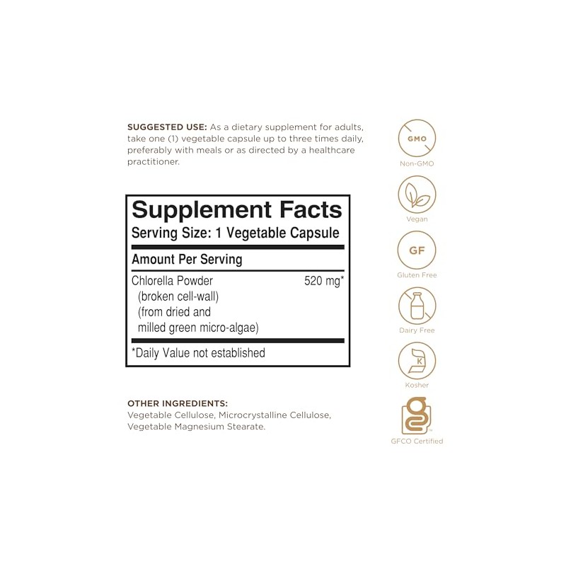 Solgar Chlorella 520 mg - 100 Vegetable Capsules