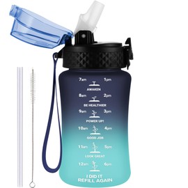GOPPUS 350ml/12oz Kids Water Bottles With Straw Toddler Drinks Bottle for School Leakproof Children's Bottle with Time Marking Small Bottle BPA free Tritan Sport Bottle Juice Bottles for Girls Boys