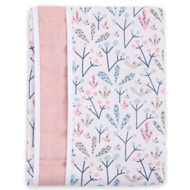 FENSILO Muslin Baby Blanket Cotton - Double Layer Swaddle 100 x 145 cm, Baby Cuddly Blanket or Pram Blanket Made of 100% Cotton Muslin, Soft and Breathable, Pink Blanket
