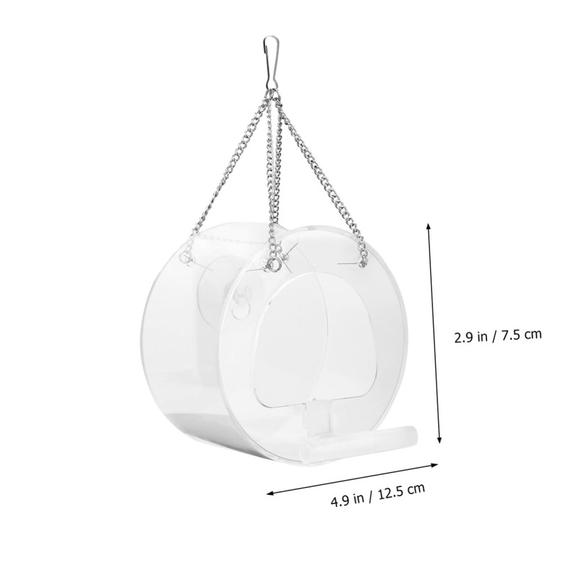 VILLFUL Round Hanging Bird Feeder Transparent Acrylic Feeding Bowl for