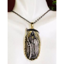 Day Of The Dead Santa Muerte Pewter Necklace Our Lady Of Holy Death Lead Free