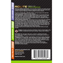 Rolite Medium Cut Scratch Remover, 4oz, For Plastic & Acrylic Surfaces Including Marine Strataglass, Headlights, Aquariums, Ideal for Automotive Clear-Coat Paints, Car Detailing Solution