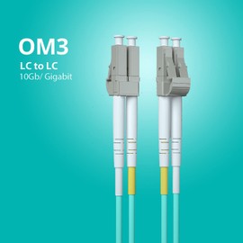 1M OM3 LC to LC Fiber Patch Cable, 10Gb Multi-Mode Jumper Duplex LC-LC UPC 50/125um, LSZH, Fiber Optic Cord for 10G/1G MMF SFP Transceiver, Fiber Networks and More, 1-Meter(3.3ft), Green
