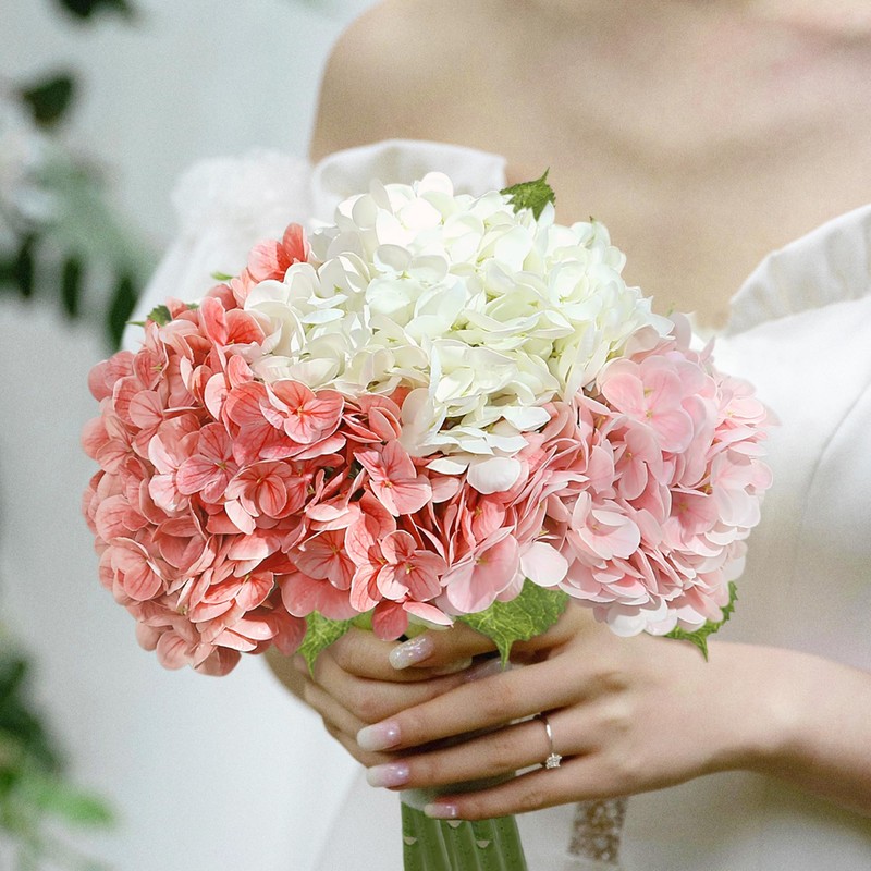 SITUMEIZI Hydrangea Pink Artificial Flower Fake Pink Flowers 21 Inch
