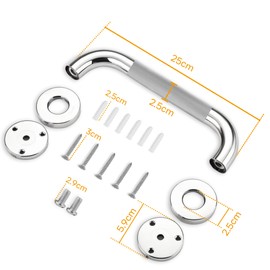 Bathroom Grab Bar, Non-Slip Bathroom Grab Bar, 304 Stainless Steel Bathroom Grab Bar, Safety Handle, Indoor/Outdoor Grab Bar for Kitchen, Bedroom, Bathroom, Shower and Stairs (25 cm, 1 Piece)