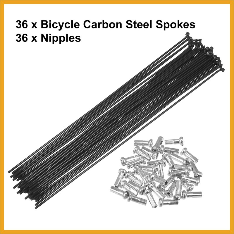 Partuto 36pcs Bicycle Carbon Steel Spokes 14G 224mm with Nipples