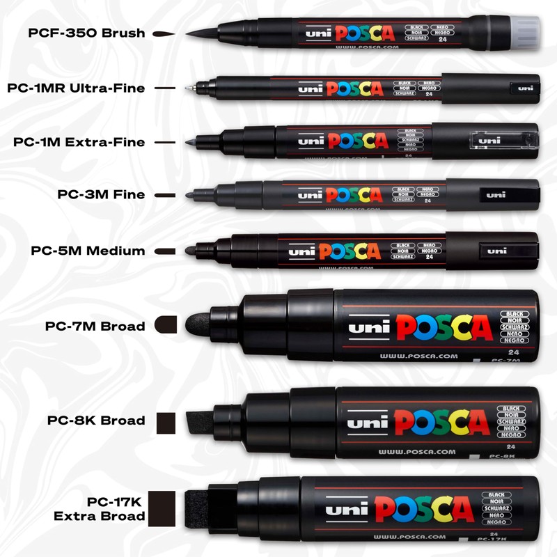uni POSCA PC-1MR Water-Based Paint Markers, Extra Fine Tip (0.7mm),