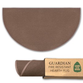Goods of the Woods Brown 5 ft Half‑Round Fiberglass Hearth Rug – Fireproof 1000 °F Protection, NFPA Class 1 Certified, 50% Thicker, Non‑Slip Vinyl Backing – Indoor/Outdoor Fireplace