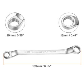 sourcing map 2pcs Offset Extra Long Box End Wrench 10 x 12 mm Metric 12 Point 45 Degree Offset Double End Box Ratcheting Wrench CR-V Polished Long Spanner Tools