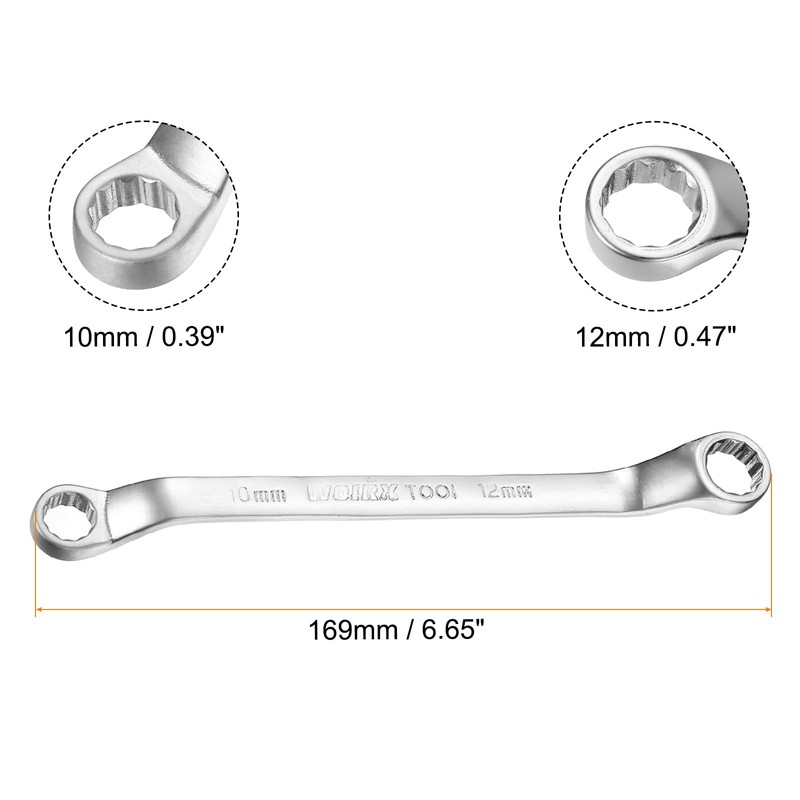 sourcing map 2pcs Offset Extra Long Box End Wrench 10
