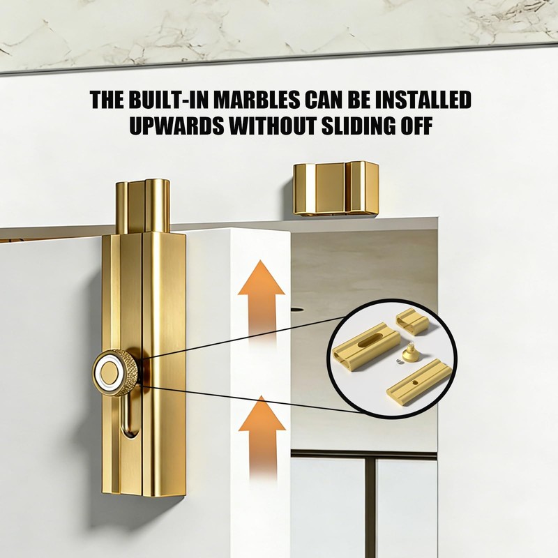 2Pcs Bolt Latch, 4in Adhesive Safety Sliding Lock, Aluminum Alloy