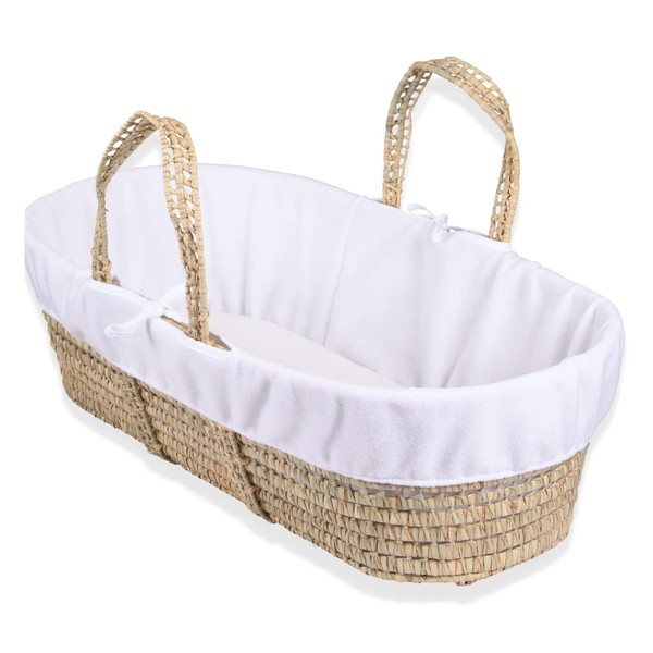 Clair de Lune | Fleece Liner/Dressing for Palm and Wicker Moses Baskets | Universal Stretch Fit For Most Palm and Wickers | White