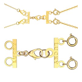 Lucky Necklace Layering Clasp Womens Jewelry Separators 18K Gold and Silver Multiple Necklace Clasp Look (1 pcs Yellow Gold)