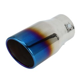 VekAuto 1 Pc Slant Cut Exhaust Tip 1.6" - 3.0" Inlet 3.9" Outlet 7.3" Length Tailpipe Universal Car Bolt on Stainless Steel Burnt Blue Rear