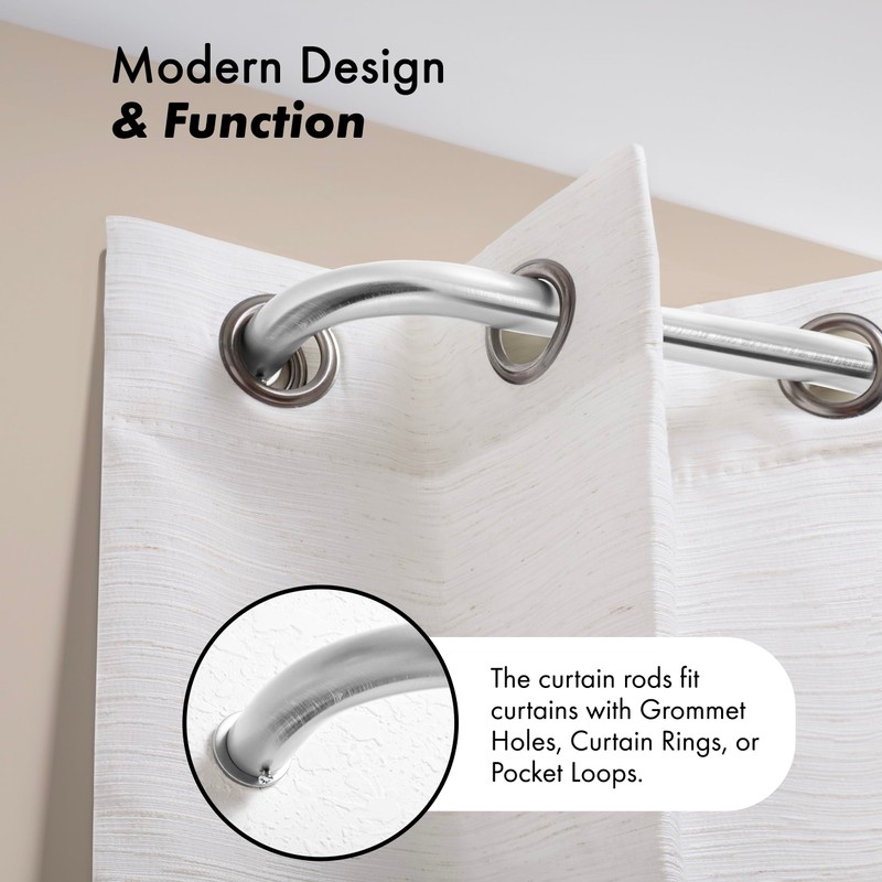 Meriville 1-Inch Diameter Bay Window Curtain Rod Set for Bayview