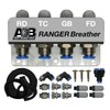 Universal 4 Port / 4 Point Diff Breather Kit Black