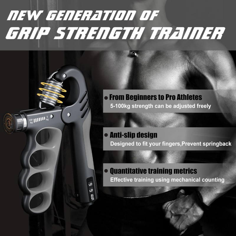 Takzop Grip Strength Trainer, Adjustable Forearm Resistance from 11 lbs