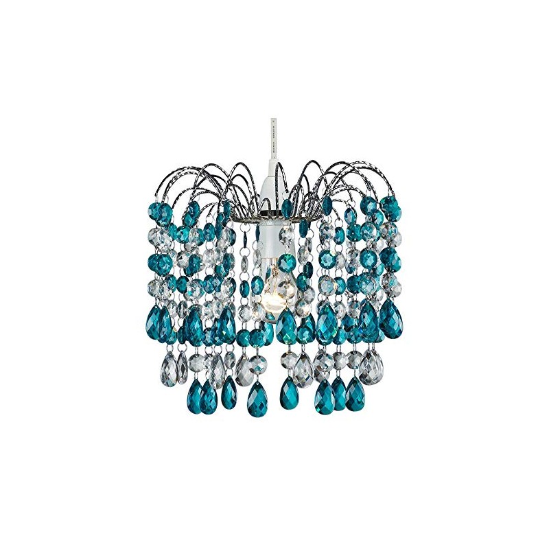 Contemporary Pendant Shade with Teal Acrylic Droplets by Happy Homewares
